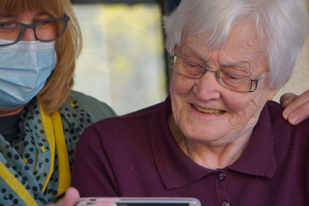 Home Care Packaged support worker and elderly person